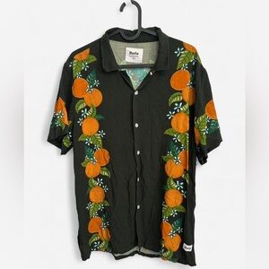 DUVIN Tropical Orange Print Shirt Size L